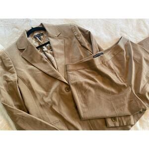 LAFAYETTE 148 SUIT SET 12 BLAZER JACKET DRESS PANTS 12 CAMEL TAN WOOL TAILORED